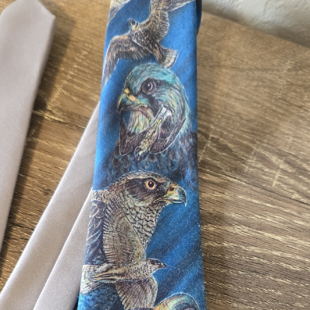 Vintage 1988 Ralph Marlin "Birds Of Prey" Tie - Picture 6 of 7